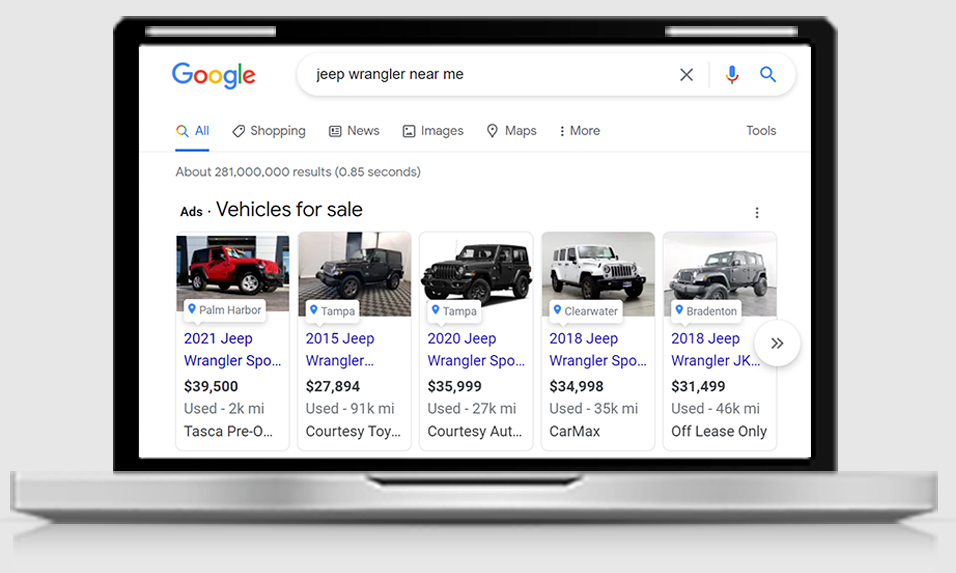 Binnenkort: Google Voertuigadvertenties